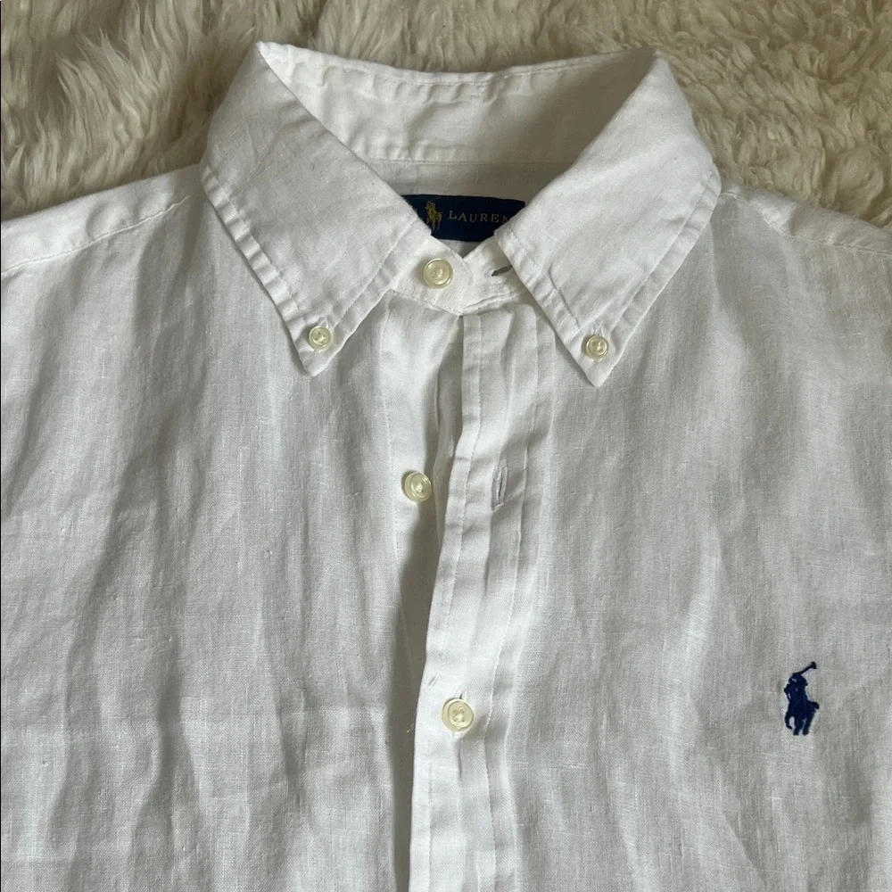 Ralph Lauren White Linen Men's Shirt M - Picture 2 of 5